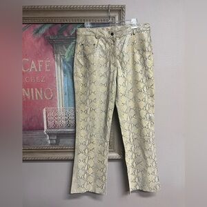 Raffaelo Leather Snake Print Pants